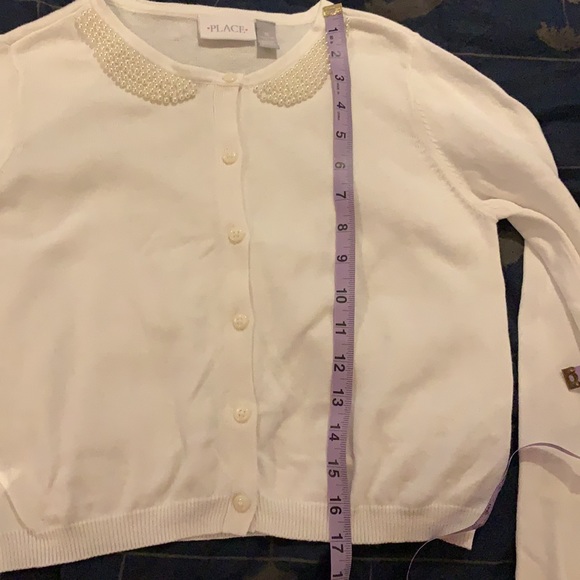 NWOT/New Girl’s Children’s Place White Pearl Knit Button Up Cardigan-size16 - Picture 17 of 17